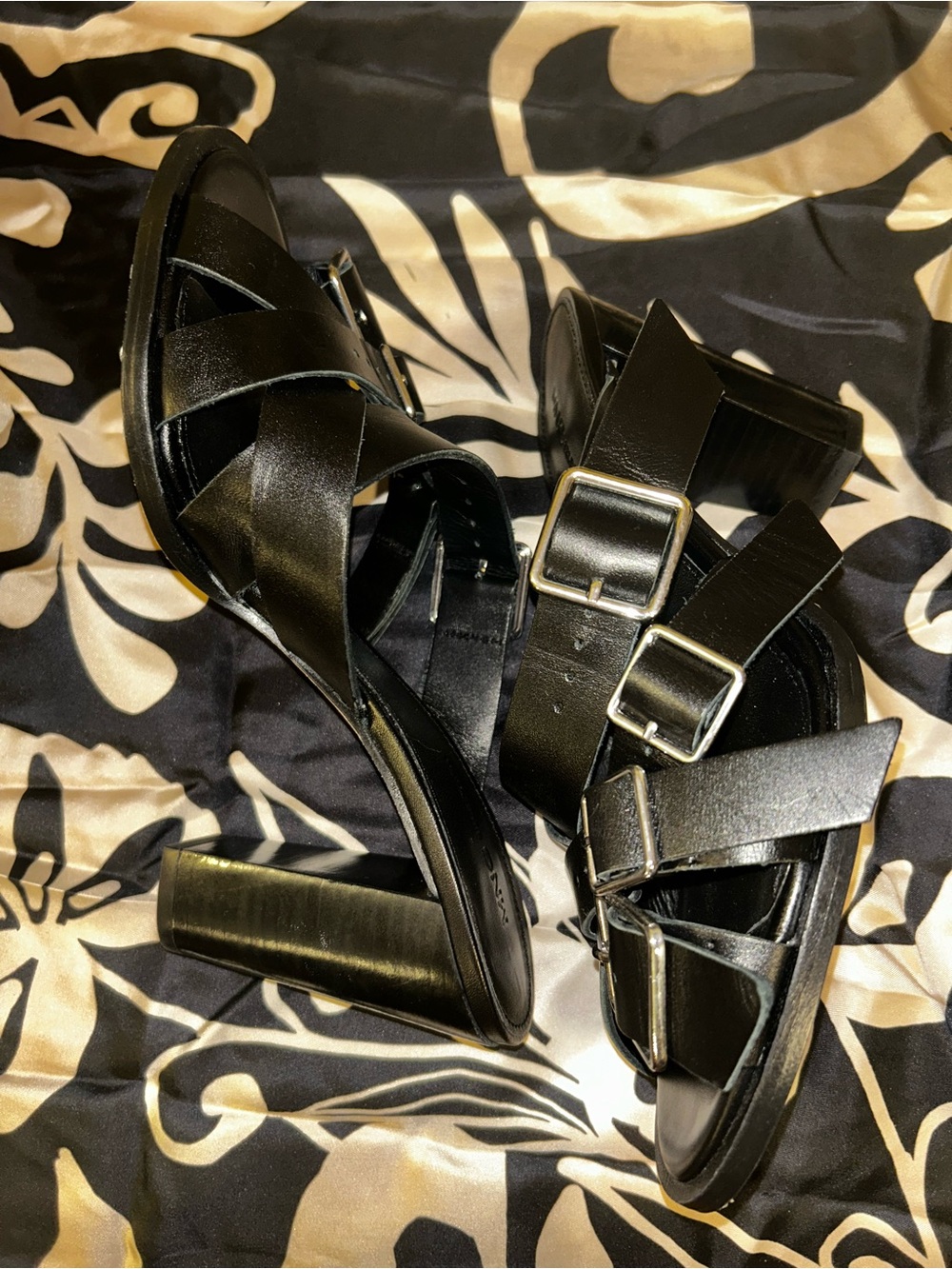 Heeled Leather Sandals - Belts and Buckles - Picture 9 of 13